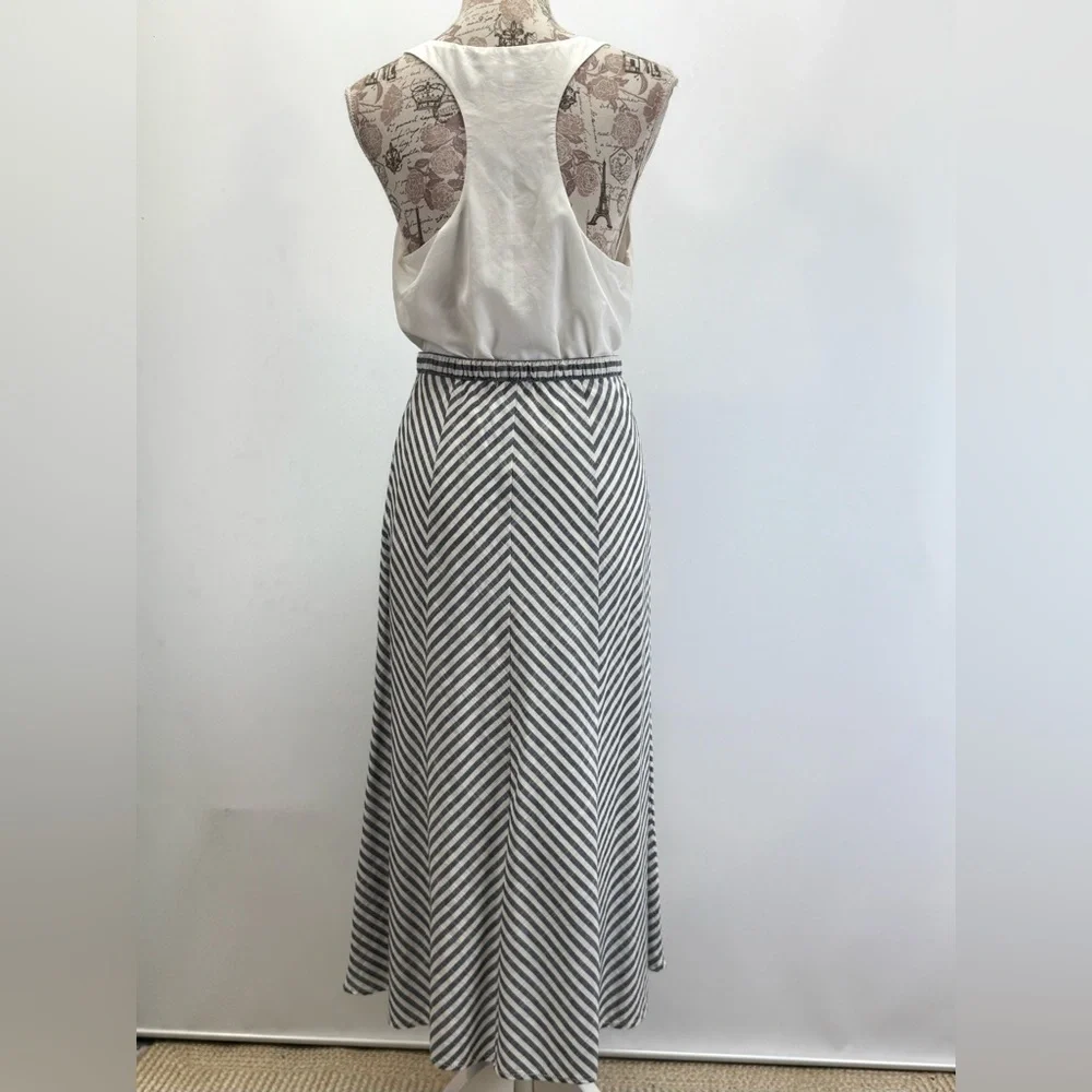 MAX STUDIO Blue and White stripe Maxi A-Line Skirt size M - Picture 5 of 15